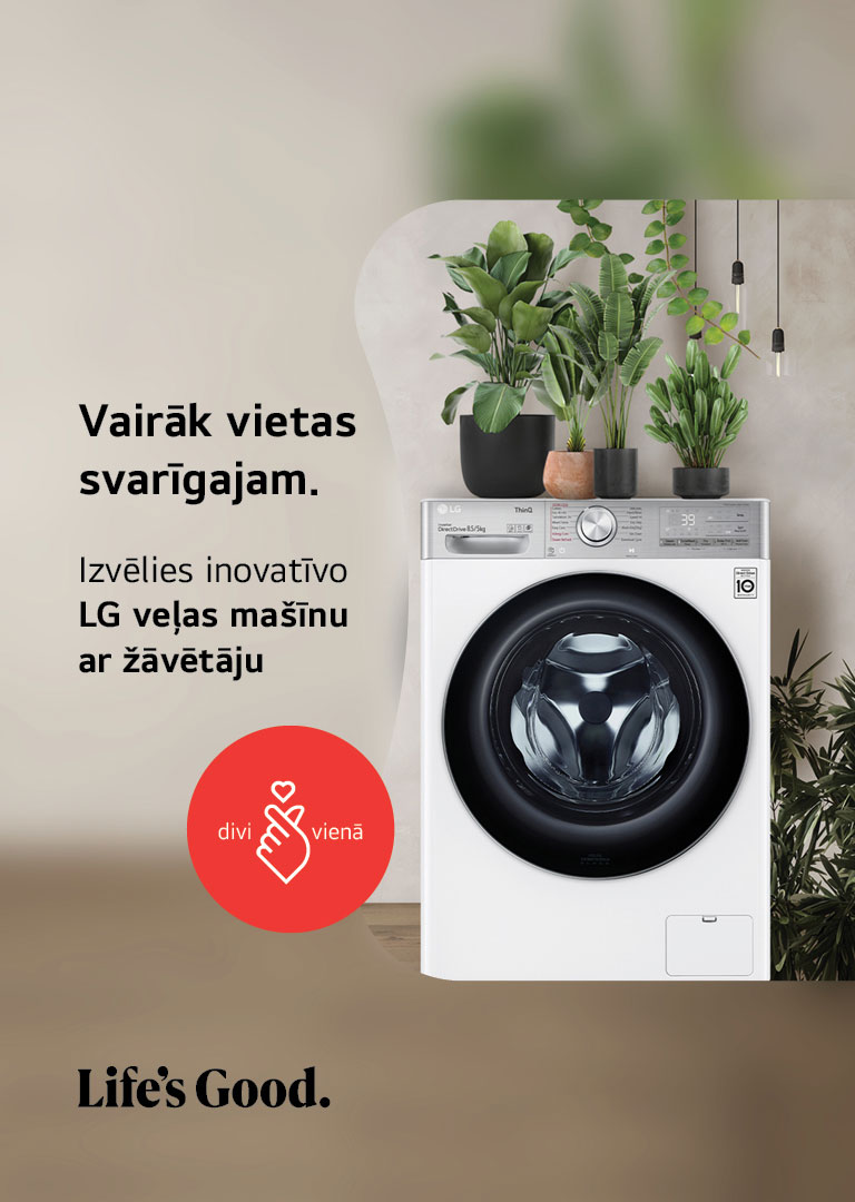 LG TV un Soundbar uzstādīts pie sienas un zemfrekvences skaļrunis uz grīdas pa labi. TV ir redzams cilvēks kajakā uz ezera, un maigas ēnas plūst pāri sienai.