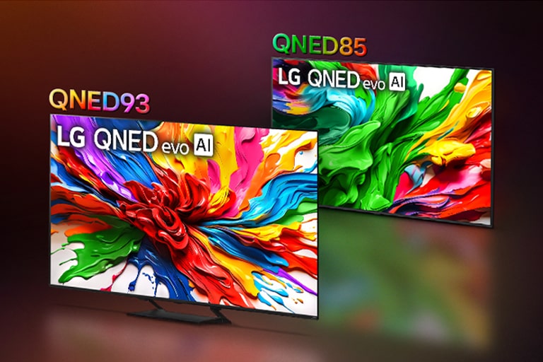 LG QNED TV sarindoti vienā rindā.