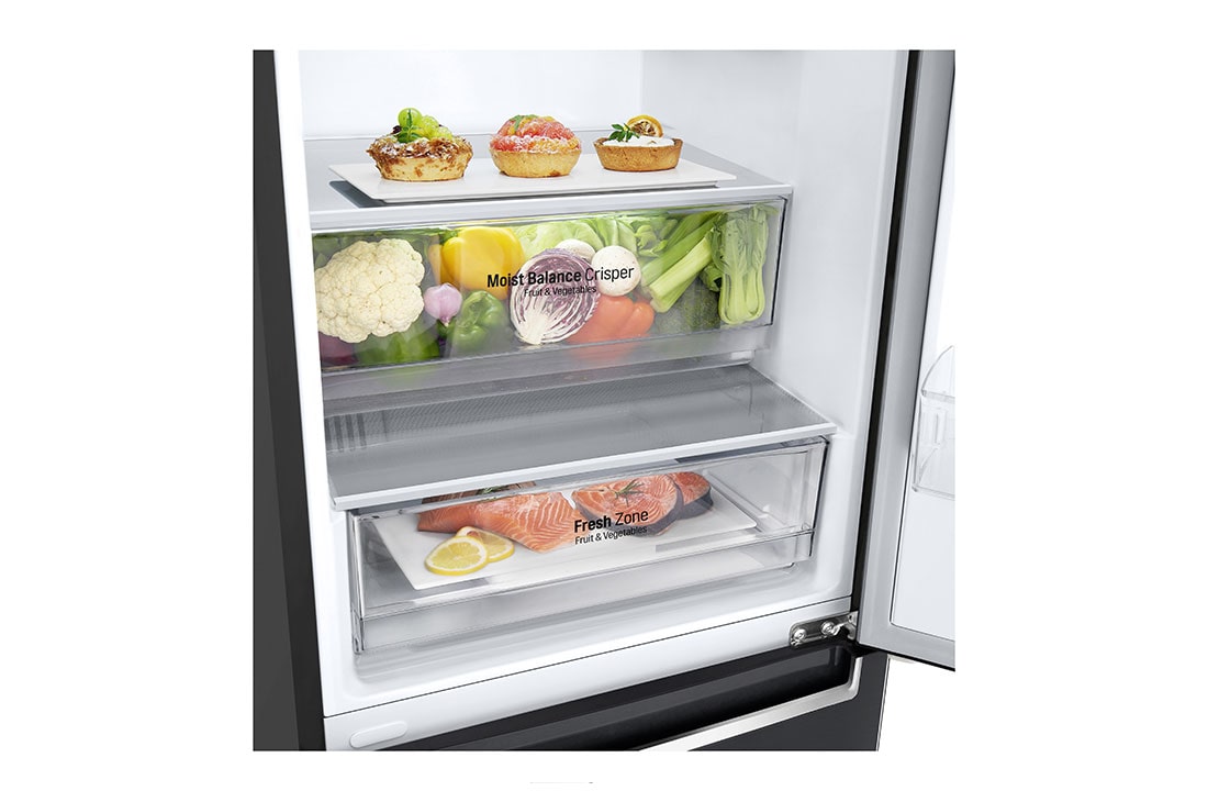 LG Ledusskapis | 2.03m | 384L | Melns | E klase | DoorCooling | Total No Frost | GBB62MCJMN, A++ klases ledusskapis, GBB62MCJMN, thumbnail 5