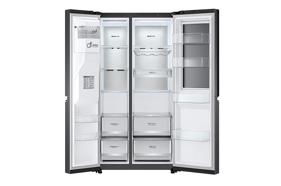 LG Side-by-Side InstaView Door-in-Door™ ledusskapis, 635 l, platums 91,3 cm, augstums 179 cm, Total No Frost, skats no priekšpuses atvērtā veidā uz pārtiku, GSXV90MCAE, thumbnail 12