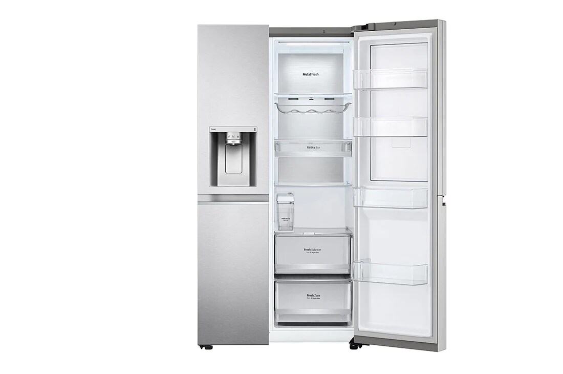 LG Side by side ledusskapis | 635L | augstums 1.79m | platums 91.3cm | Pelēks |E klase| WiFi | DoorCooling | Total No Frost | GSJV91BSAE, skats uz atvilktni, GSJV91BSAE, thumbnail 4