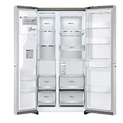 LG Side by side ledusskapis | 635L | augstums 1.79m | platums 91.3cm | Pelēks |E klase| WiFi | DoorCooling | Total No Frost | GSJV91BSAE, priekšējais labais skats, GSJV91BSAE, thumbnail 11