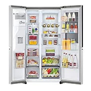 LG Side by side ledusskapis |InstaView Door-in-Door | 635L | augstums 1.79m | platums 91.3 cm | Pelēks |E klase| WiFi | DoorCooling | Total No Frost | GSXV90BSDE, spoguļstikla panelis ar izslēgtu apgaismojumu, GSXV90BSDE, thumbnail 3