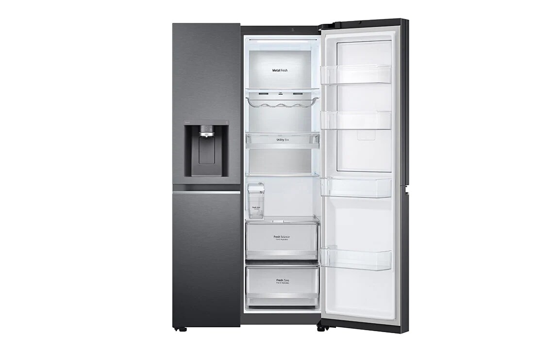 LG Side by side ledusskapis | 635L | augstums 1.79m | platums 91.3 cm | Melns |E klase| WiFi | DoorCooling | Total No Frost | GSJV91MCAE, priekšējais labais skats, GSJV91MCAE, thumbnail 11