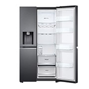 LG Side-by-Side ledusskapis | augstums 1.79m |  platums 91.3cm | 635L | Melns | E klase | DoorCooling+™ | FRESHBalancer™ , priekšējais labais skats, GSLV71MCLE, thumbnail 10