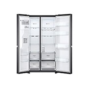 LG Side-by-Side ledusskapis | augstums 1.79m |  platums 91.3cm | 635L | Melns | E klase | DoorCooling+™ | FRESHBalancer™ , skats no priekšpuses atvērtā veidā, GSLV71MCLE, thumbnail 8