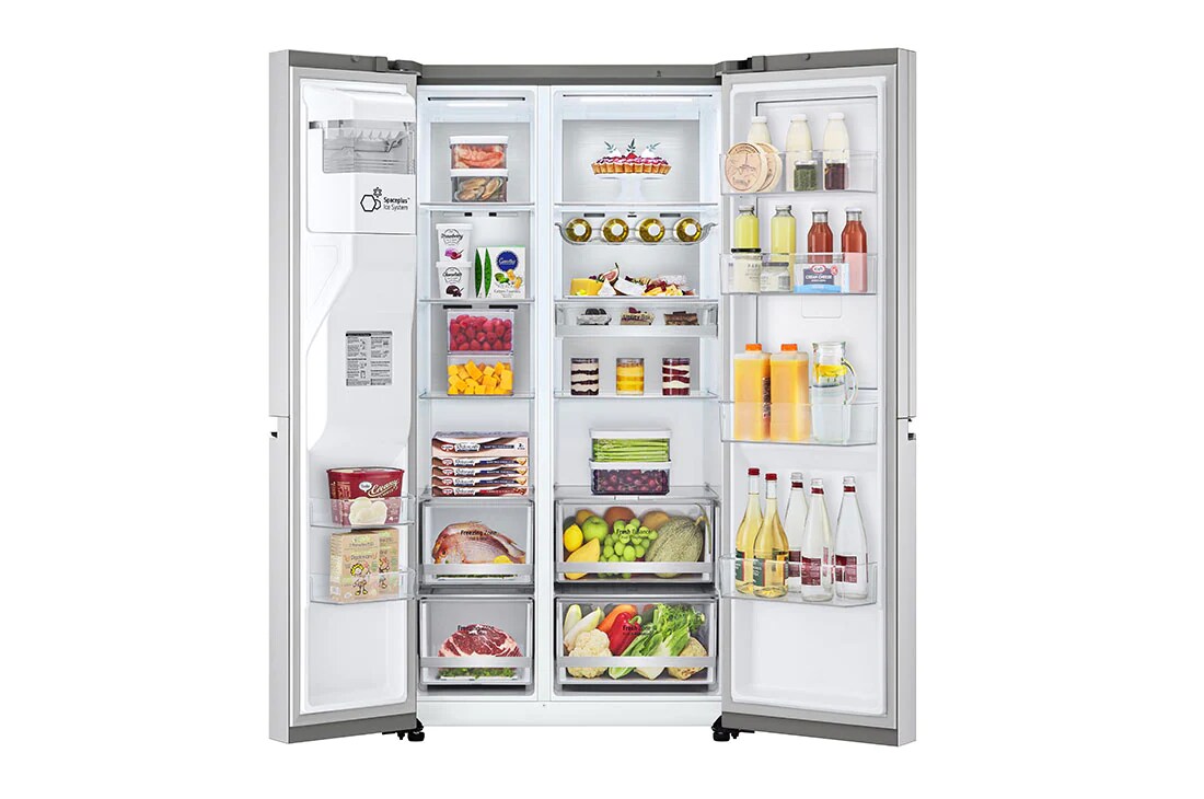 LG Side by side ledusskapis | 635L | augstums 1.79m | platums 91.3 cm | Pelēks |E klase| WiFi | DoorCooling | Total No Frost | GSJV90BSAE, slēptās pogas skats, GSJV90BSAE, thumbnail 3