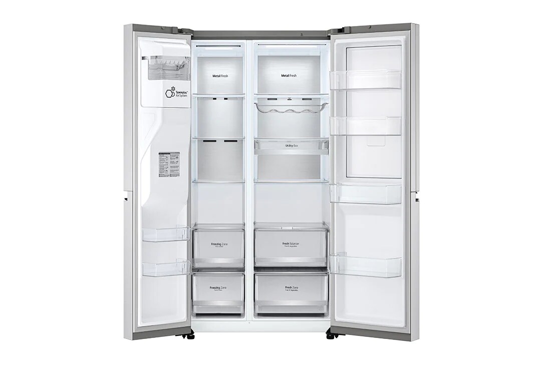 LG Side by side ledusskapis | 635L | augstums 1.79m | platums 91.3 cm | Pelēks |E klase| WiFi | DoorCooling | Total No Frost | GSJV90BSAE, skats uz atvilktni, GSJV90BSAE, thumbnail 4