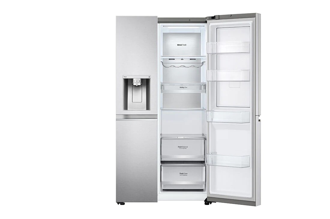 LG Side by side ledusskapis | 635L | augstums 1.79m | platums 91.3 cm | Pelēks |E klase| WiFi | DoorCooling | Total No Frost | GSJV90BSAE, skats no kreisās puses, GSJV90BSAE, thumbnail 12