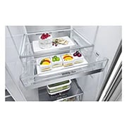 LG 635 l No-Frost Side-by-Side Door-in-Door™ ledusskapis, platums 91,3 cm, augstums 179 cm , skats no priekšpuses atvērtā veidā uz pārtiku, GSJV90BSAE, thumbnail 9