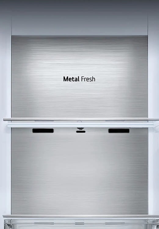Metāliskā Metal Fresh paneļa priekšskats ar logotipu „Metal Fresh”.