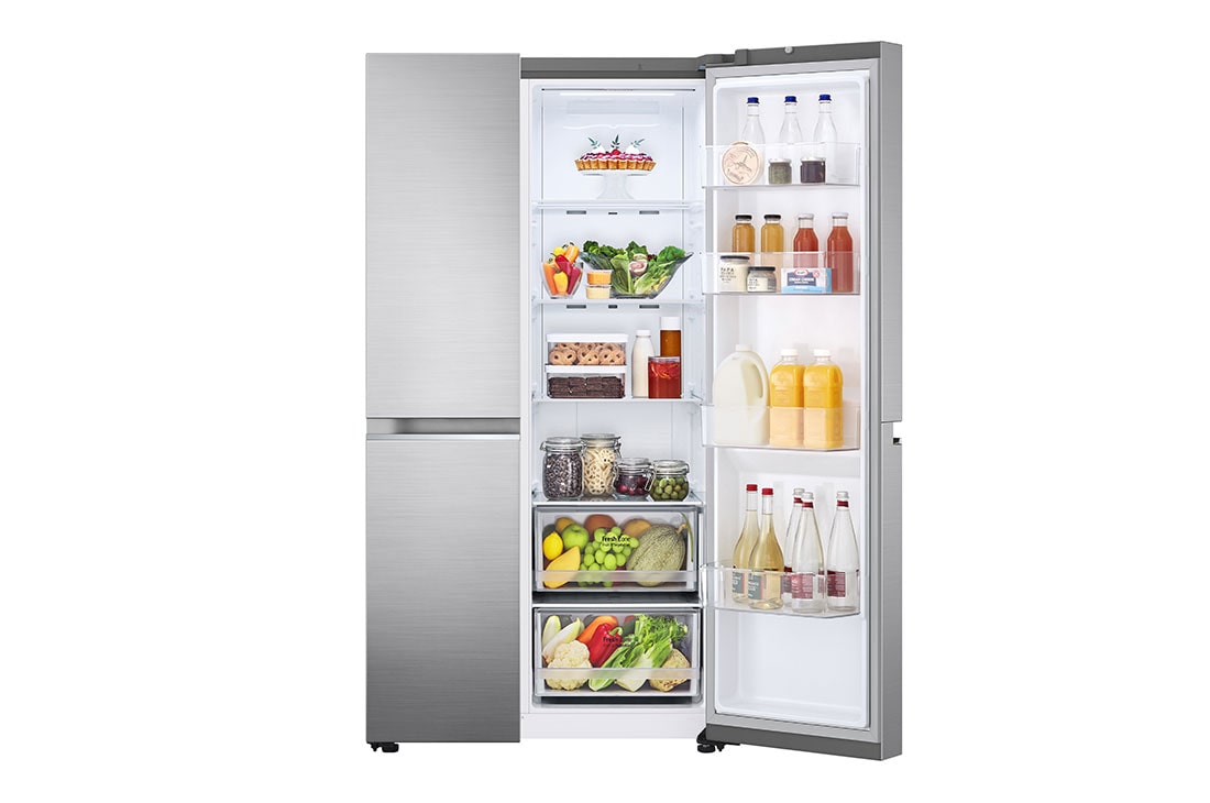 LG Side by side ledusskapis | 655L | augstums 1.79m | platums 91.3cm | Pelēks |F klase| WiFi | DoorCooling | Total No Frost | GSBV70PZTM, priekšējais labais skats, GSBV70PZTM, thumbnail 8