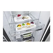 LG Side by side ledusskapis | 635L | augstums 1.79m | platums 91.3cm | Melns |E klase| WiFi | DoorCooling | Total No Frost | GSXV91MCAE, slēptās pogas skats, GSXV91MCAE, thumbnail 5