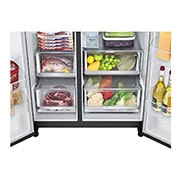 LG Side by side ledusskapis | 635L | augstums 1.79m | platums 91.3cm | Melns |E klase| WiFi | DoorCooling | Total No Frost | GSXV91MCAE, skats uz atvilktni, GSXV91MCAE, thumbnail 6