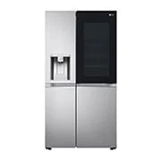 LG Side by side ledusskapis |InstaView Door-in-Door | 635L | augstums 1.79m | platums 91.3 cm | Pelēks |E klase| WiFi | DoorCooling | Total No Frost | GSXV91BSAE, skats no priekšpuses atvērtā veidā uz pārtiku, GSXV91BSAE, thumbnail 2