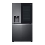 LG Side by side ledusskapis | 635L | augstums 1.79m | platums 91.3cm | Melns |E klase| WiFi | DoorCooling | Total No Frost | GSXV90MCDE, skats no priekšpuses atvērtā veidā uz pārtiku, GSXV90MCDE, thumbnail 2