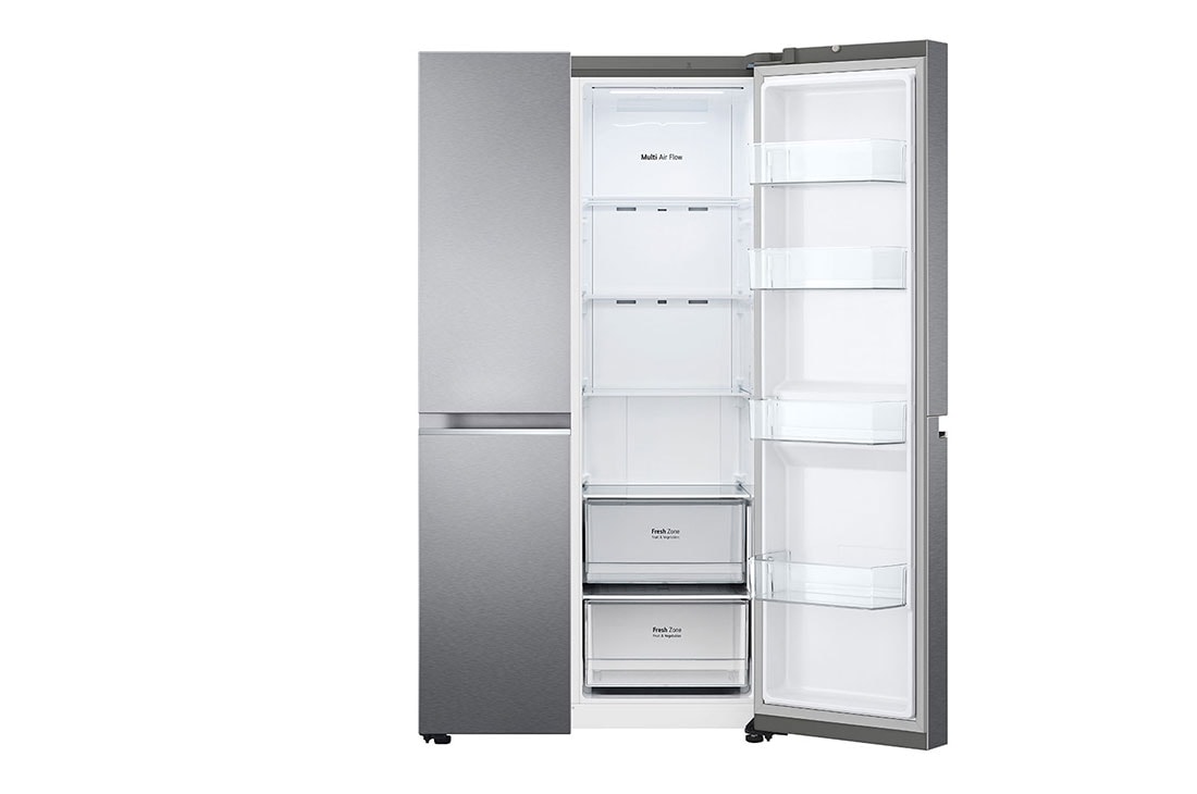 LG Side by side ledusskapis | 655L | augstums 1.79m | platums 91.3cm | Pelēks |F klase| WiFi | DoorCooling | Total No Frost | GSBV70DSTM, priekšējais labais skats, GSBV70DSTM, thumbnail 8