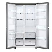 LG Side by side ledusskapis | 655L | augstums 1.79m | platums 91.3cm | Pelēks |F klase| WiFi | DoorCooling | Total No Frost | GSBV70DSTM, skats no priekšpuses atvērtā veidā, GSBV70DSTM, thumbnail 6