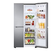 LG Side by side ledusskapis | 655L | augstums 1.79m | platums 91.3cm | Pelēks |F klase| WiFi | DoorCooling | Total No Frost | GSBV70DSTM, priekšējais labais skats uz pārtiku, GSBV70DSTM, thumbnail 7