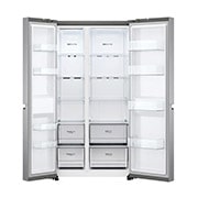 LG Side by side ledusskapis | 655L | augstums 1.79m | platums 91.3 cm | Pelēks |E klase| WiFi | DoorCooling | Total No Frost | GSBV70PZTE, skats no priekšpuses atvērtā veidā, GSBV70PZTE, thumbnail 6