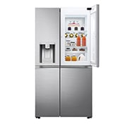 LG Side by side ledusskapis | 635L | augstums 1.79m | platums 91.3cm | Pelēks |E klase| WiFi | DoorCooling | Total No Frost | GSJV90PZAE, skats no priekšpuses atvērtā veidā uz pārtiku, GSJV90PZAE, thumbnail 2