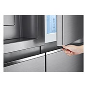 LG Side by side ledusskapis | 635L | augstums 1.79m | platums 91.3cm | Pelēks |E klase| WiFi | DoorCooling | Total No Frost | GSJV90PZAE, slēptās pogas skats, GSJV90PZAE, thumbnail 5