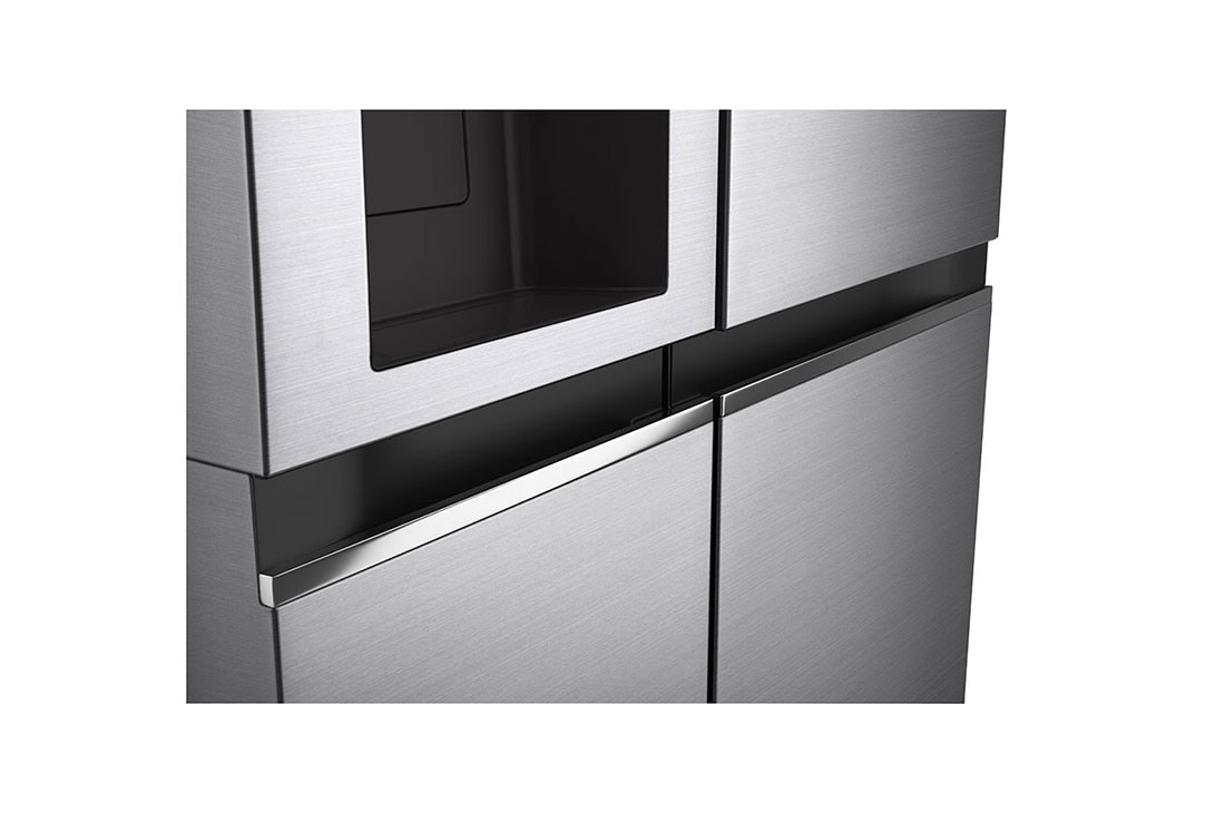 LG Side by side ledusskapis | 635L | augstums 1.79m | platums 91.3cm | Pelēks |F klase| WiFi | DoorCooling | Total No Frost | GSLV70PZTM, Skats no kreisās puses uz dozatora, GSLV70PZTM, thumbnail 5