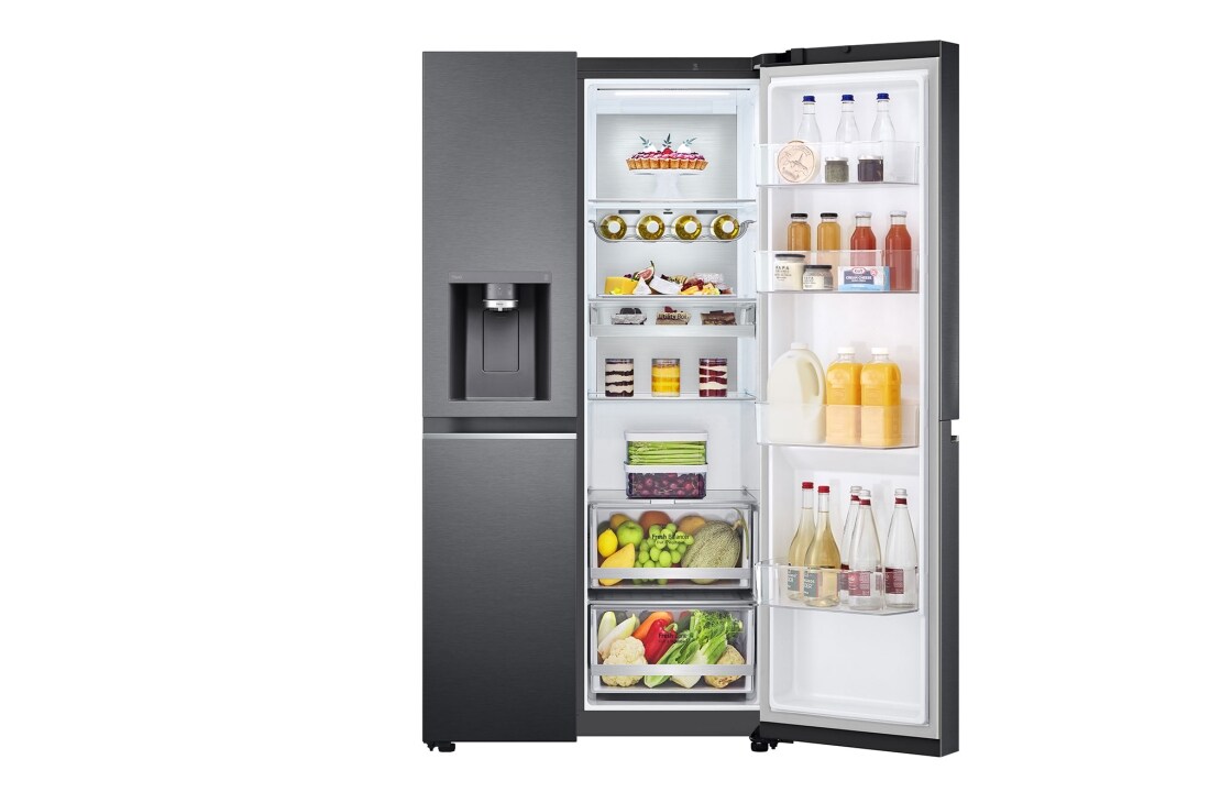 LG 635 l No-Frost Side-by-Side ledusskapis, platums 91,3 cm, augstums 179 cm , priekšējais labais skats uz pārtiku, GSLV90MCAE, thumbnail 10