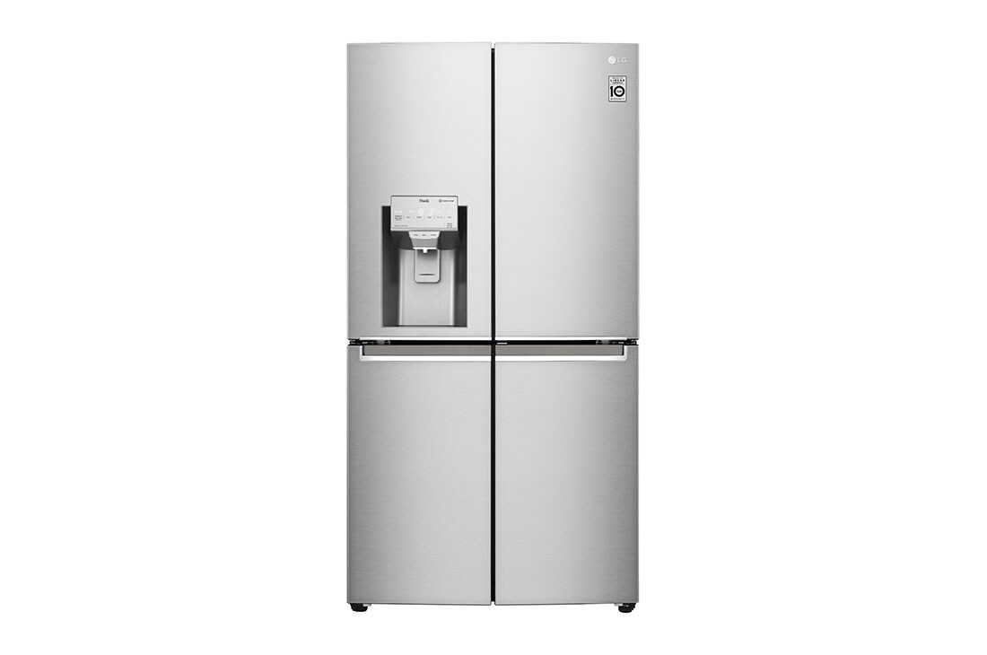 LG Side by side ledusskapis | 635L | augstums 1.79m | platums 91.3cm | Pelēks |F klase| WiFi | DoorCooling | Total No Frost | GMJ945NS9F, skats no priekšpuses atvērtā veidā uz pārtiku, GMJ945NS9F, thumbnail 2