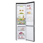 LG Ledusskapis | 2.03m | 384L | Melns| B klase | DoorCooling | Total No Frost | GBP62MCNBC, front open view with food, GBP62MCNBC, thumbnail 2