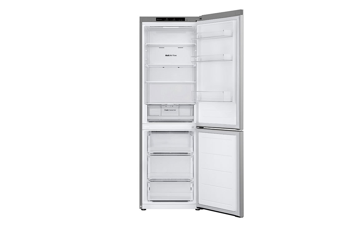 LG Ledusskapis | 1.86m | 344L | Sudraba | C klase | DoorCooling | Total No Frost | GBV31E0CPY, Front Open view without Food, GBV31E0CPY, thumbnail 3