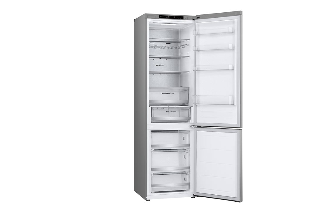 LG ledusskapis ar saldētavu apakšā | 2.03m | 387L | Sudraba | C klase | DoorCooling+™ | Fresh Converter™, Left View Door open without food, GBV5240CPY, thumbnail 12