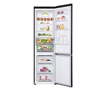 LG ledusskapis ar saldētavu apakšā | 2.03m | 387L | Melns | C klase | DoorCooling+™ | Fresh Converter™, Front open door with food , GBV5240CEP, thumbnail 2