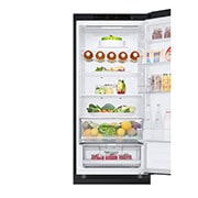 LG ledusskapis ar saldētavu apakšā | 2.03m | 387L | Melns | C klase | DoorCooling+™ | Fresh Converter™, Top Drawer open door with food , GBV5240CEP, thumbnail 5