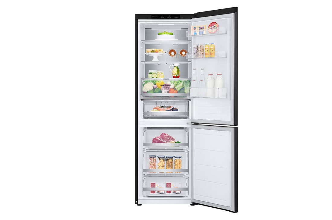 LG Ledusskapis | 1.86m | 344L | Melns | C klase | DoorCooling | Total No Frost | GBV7180CEV, front door open view with food, GBV7180CEV, thumbnail 2