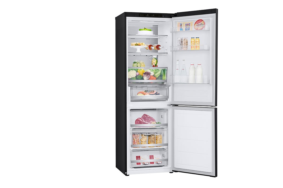 LG Ledusskapis | 1.86m | 344L | Melns | C klase | DoorCooling | Total No Frost | GBV7180CEV, left side door open view with food, GBV7180CEV, thumbnail 10
