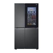 LG Side by side ledusskapis |InstaView Door-in-Door | 635L | augstums 1.79m | platums 91.3cm | Melns |E klase| WiFi | DoorCooling | Total No Frost | GSQV90MCAE, skats no priekšpuses atvērtā veidā uz pārtiku, GSQV90MCAE, thumbnail 2