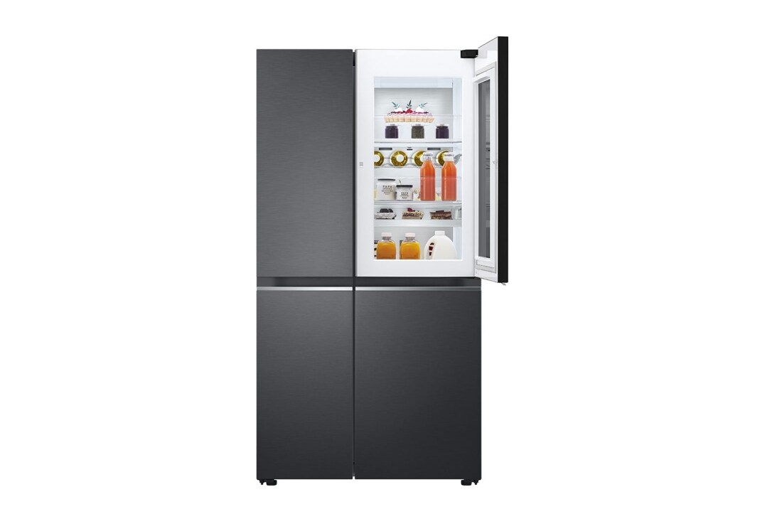 LG Side by side ledusskapis |InstaView Door-in-Door | 635L | augstums 1.79m | platums 91.3cm | Melns |E klase| WiFi | DoorCooling | Total No Frost | GSQV90MCAE, spoguļstikla panelis ar izslēgtu apgaismojumu, GSQV90MCAE, thumbnail 3