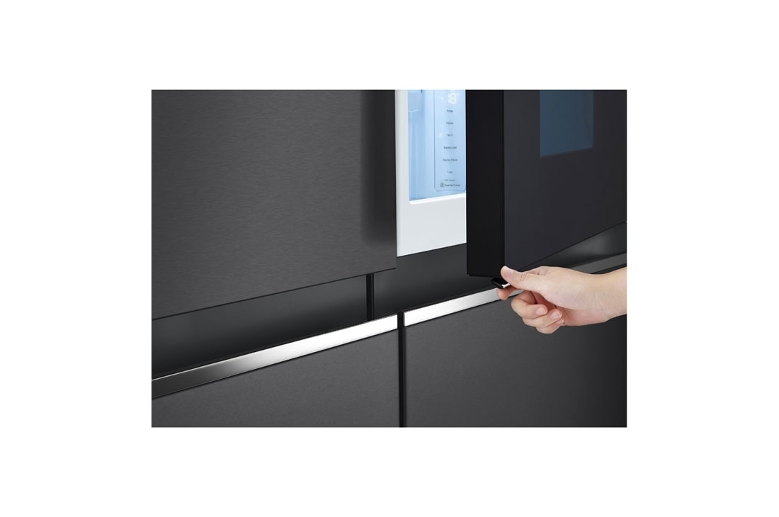 LG Side by side ledusskapis |InstaView Door-in-Door | 635L | augstums 1.79m | platums 91.3cm | Melns |E klase| WiFi | DoorCooling | Total No Frost | GSQV90MCAE, skats uz atvilktni, GSQV90MCAE, thumbnail 6