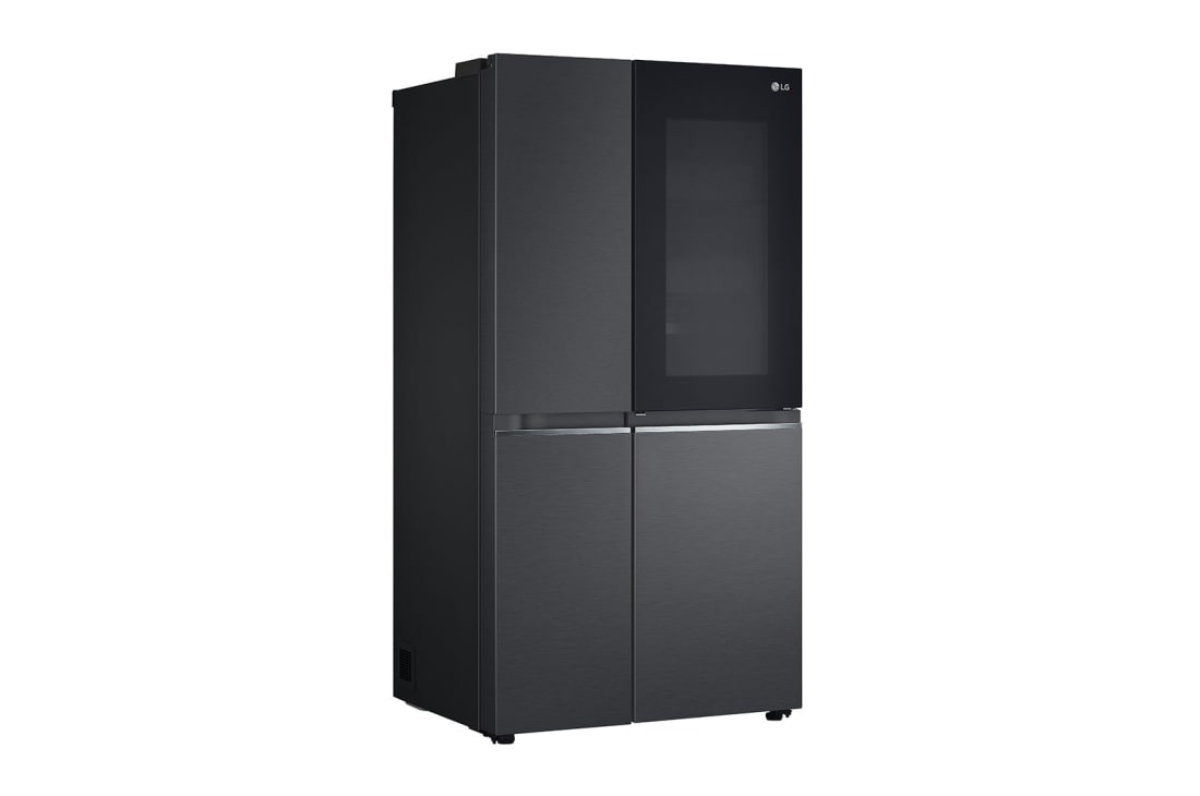 LG Side by side ledusskapis |InstaView Door-in-Door | 635L | augstums 1.79m | platums 91.3cm | Melns |E klase| WiFi | DoorCooling | Total No Frost | GSQV90MCAE, skats no priekšpuses atvērtā veidā uz pārtiku, GSQV90MCAE, thumbnail 12
