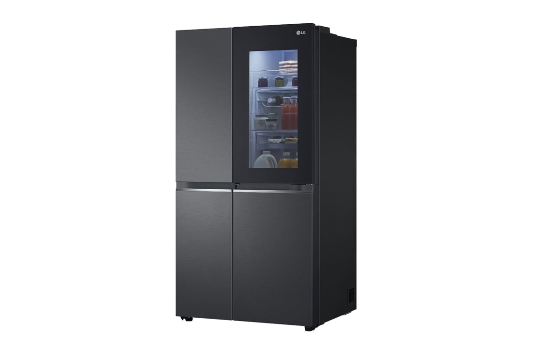 LG Side by side ledusskapis |InstaView Door-in-Door | 635L | augstums 1.79m | platums 91.3cm | Melns |E klase| WiFi | DoorCooling | Total No Frost | GSQV90MCAE, skats no labās puses, GSQV90MCAE, thumbnail 13