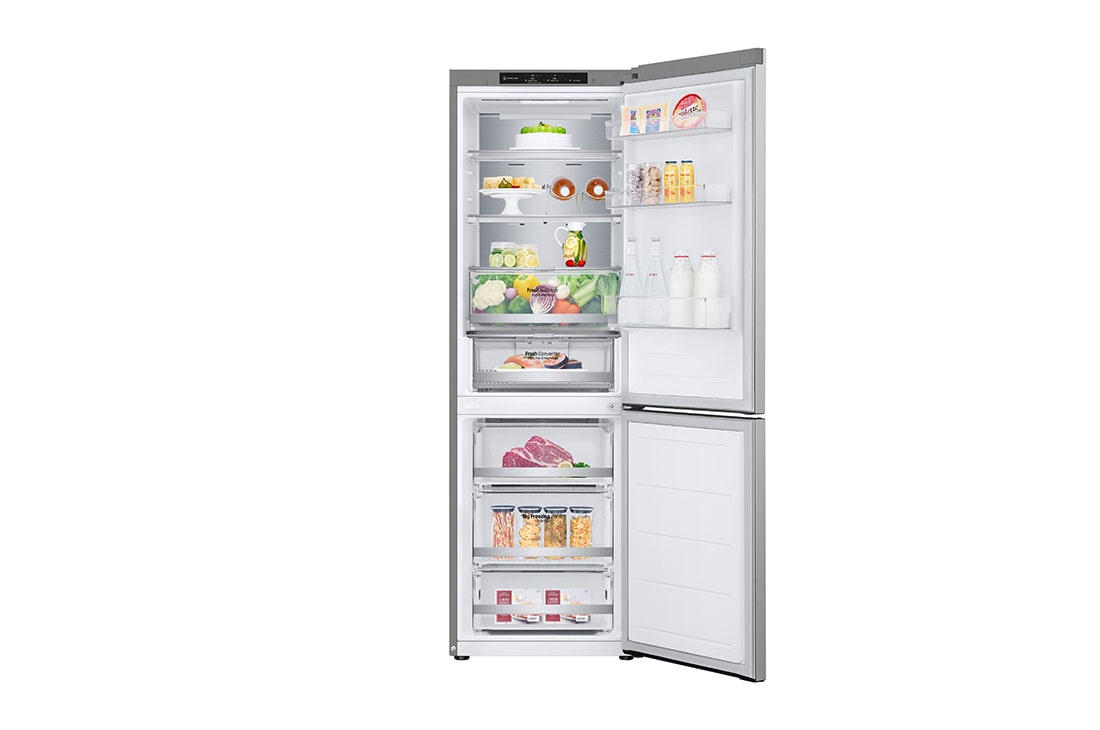 LG ledusskapis ar saldētavu apakšā | 1.86m | 344L | Sudraba | C klase | DoorCooling+™ | Fresh Converter™, Front top open door with food , GBV7180CPY, thumbnail 3