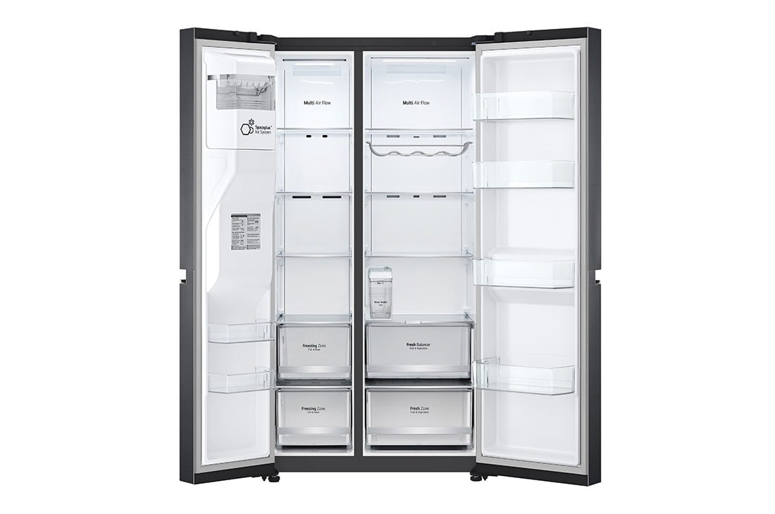 LG Side by side ledusskapis | 635L | augstums 1.79m | platums 91.3cm | Tumši pelēks |E klase| WiFi | DoorCooling | Total No Frost | GSLV71MCTE, skats no priekšpuses atvērtā veidā, GSLV71MCTE, thumbnail 8