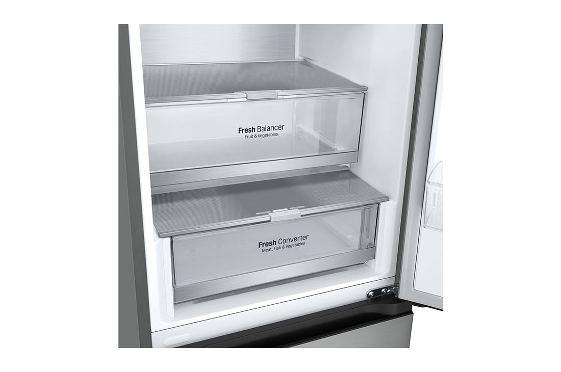 LG ledusskapis ar saldētavu apakšā | 2.03m | 387L | Sudraba | D klase | DoorCooling+™ | Fresh Converter™, Top Drawer, GBV7280DPY, thumbnail 5