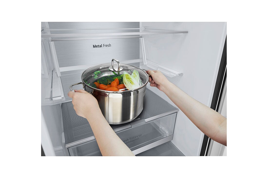 LG ledusskapis ar saldētavu apakšā | 2.03m | 387L | Melns | D klase | DoorCooling+™ | Fresh Converter™, GBV7280DEV , GBV7280DEV, thumbnail 13