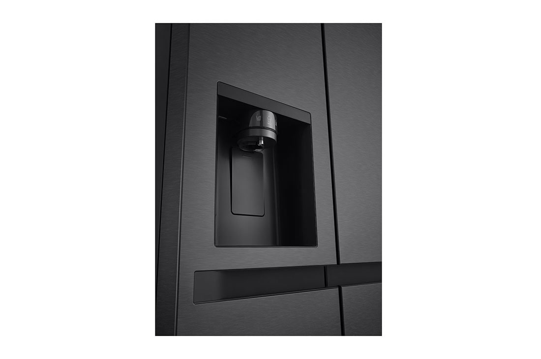 LG Side-by-Side ledusskapis | augstums 1.79m |  platums 91.4cm | 661L | Melns | E klase | Express Cool | Ledus un ūdens automāts   , dispenser view, GSLC41EPPE, thumbnail 9