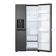 LG Side-by-Side ledusskapis | augstums 1.79m |  platums 91.4cm | 661L | Melns | E klase | Express Cool | Ledus un ūdens automāts   , right door open view, GSLC41EPPE, thumbnail 5