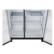 LG Side-by-Side ledusskapis | augstums 1.79m |  platums 91.4cm | 661L | Melns | E klase | Express Cool | Ledus un ūdens automāts   , fridge iside view, GSLC41EPPE, thumbnail 7