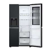 LG InstaView Side by side ledusskapis | 1.79m | 635L | Melns | E klase | Door Cooling | Fresh Balancer | GSGV81EPLL, front view door open without food , GSGV81EPLL, thumbnail 5