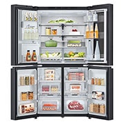 LG InstaView Side by side ledusskapis | 1.79m | 508L | Melns | E klase | DoorCooling | Pure N Fresh |, double door open with food , GMG861EPAE, thumbnail 3